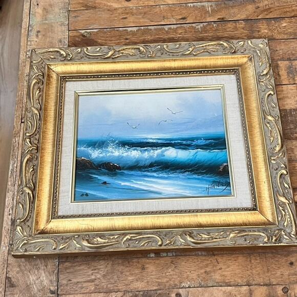 Howard Gailey Original Oil On Canvas Seascape Waves Framed Painting Signed - Picture 2 of 16